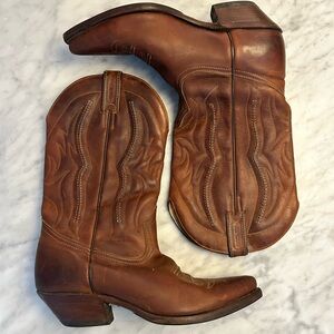 Women’s Boulet Brown Leather Cowboy Boots